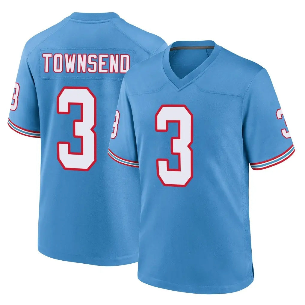Rebec T.Titans #3 Tommy Townsend Player Light Blue Oilers Throwback Home Game Stitched Jerseys