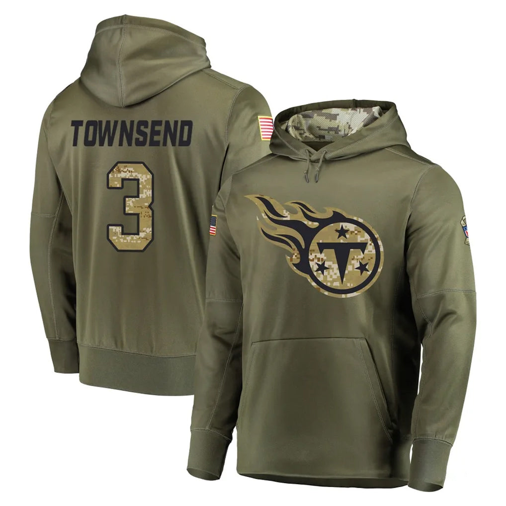 Rebec T.Titans #3 Tommy Townsend Player Olive Salute to Service Pullover Hoodies Home Game Stitched Jerseys