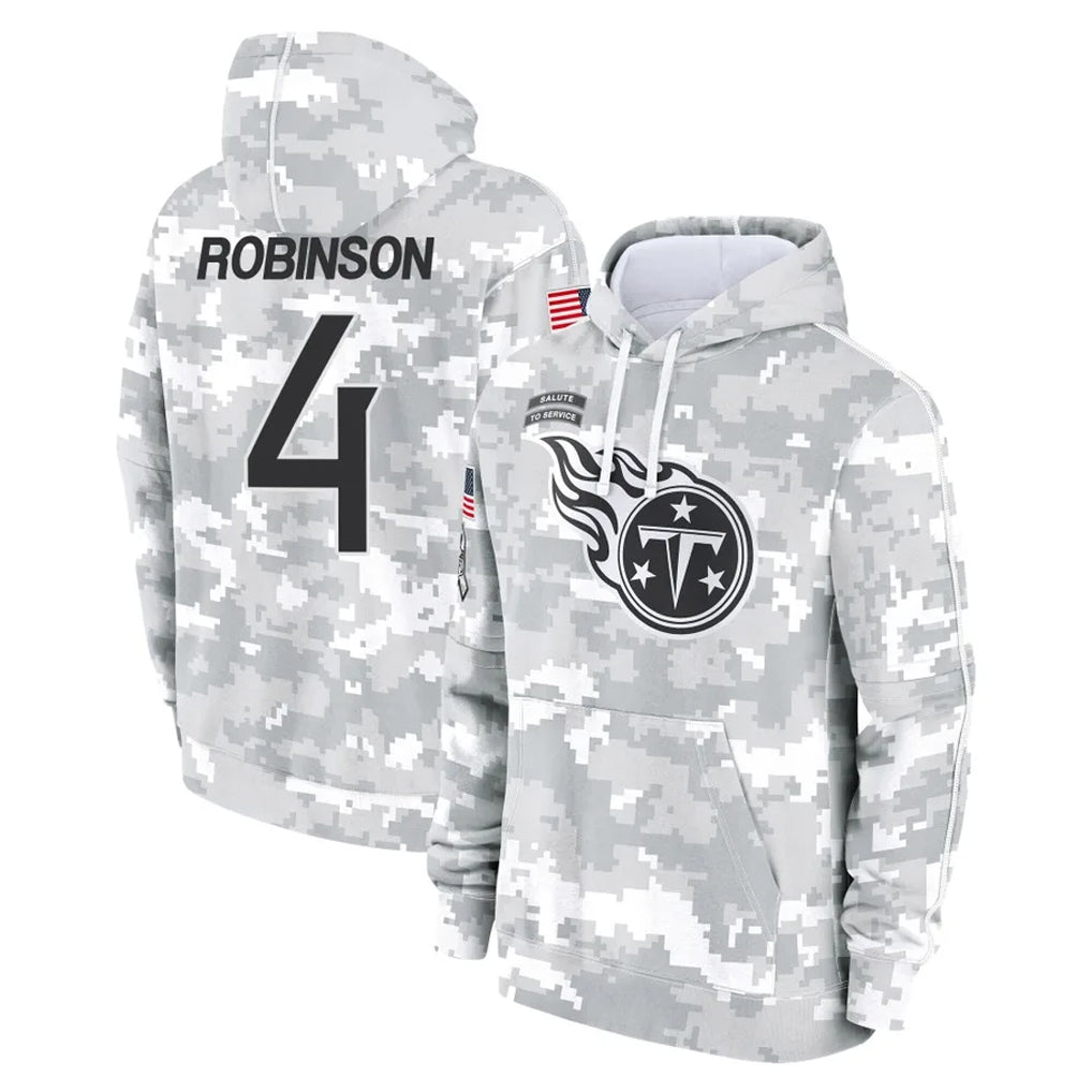 Rebec T.Titans #4 Wan'Dale Robinson Player Camo Arctic Salute to Service Pullover Hoodies Home Game Stitched Jerseys