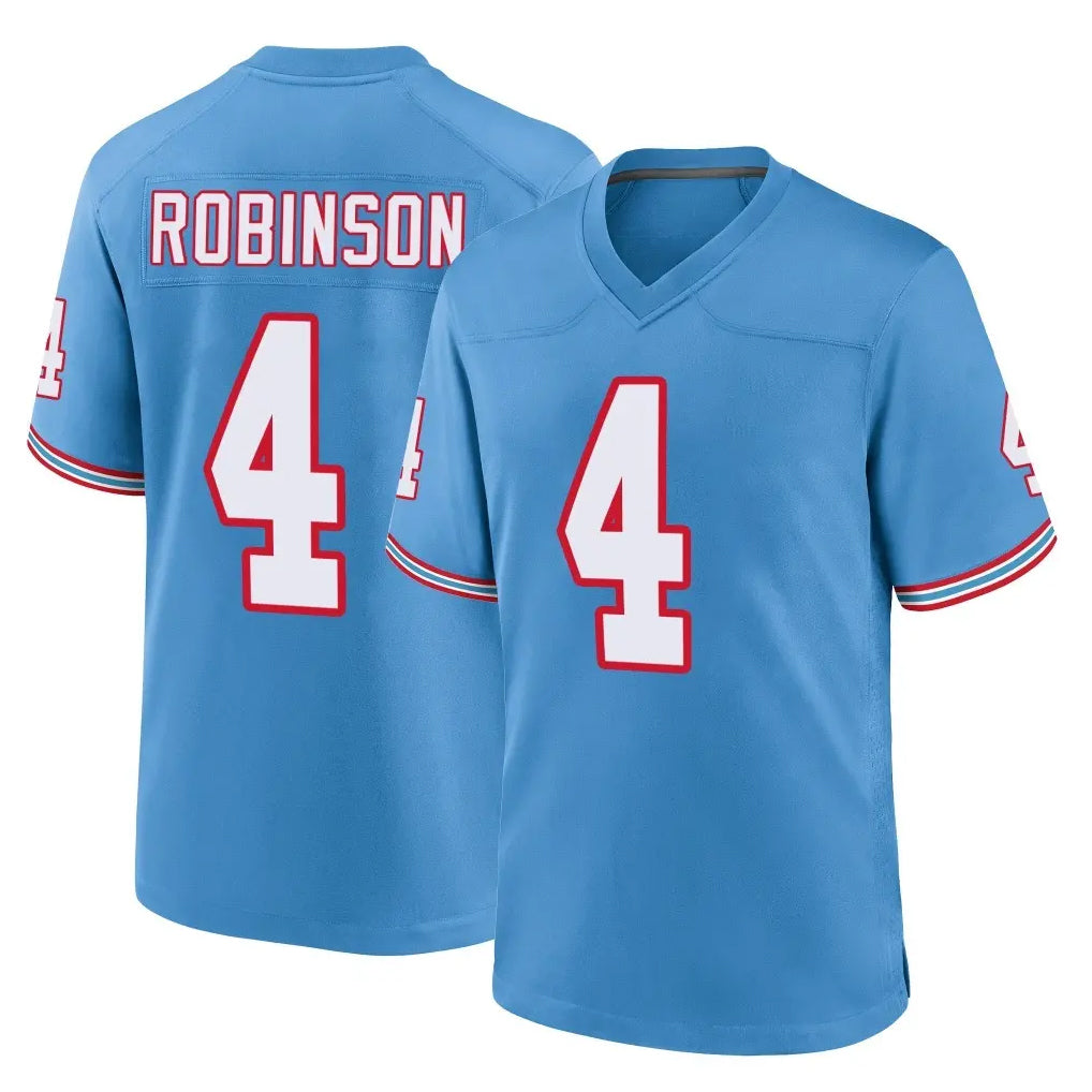Rebec T.Titans #4 Wan'Dale Robinson Player Light Blue Oilers Throwback Home Game Stitched Jerseys