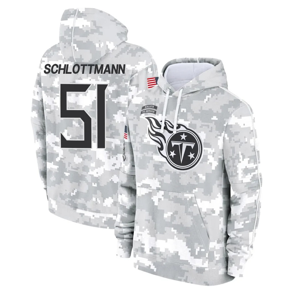 Rebec T.Titans #51 Austin Schlottmann Player Camo Arctic Salute to Service Pullover Hoodies Home Game Stitched Jerseys