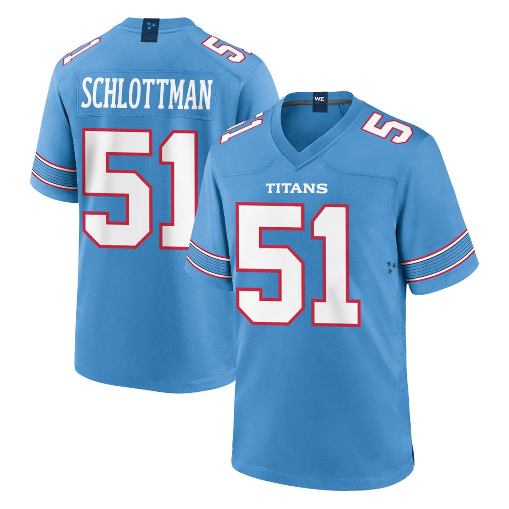 Rebec T.Titans #51 Austin Schlottmann Player Light Blue 2026 Game Home Stitched Jerseys