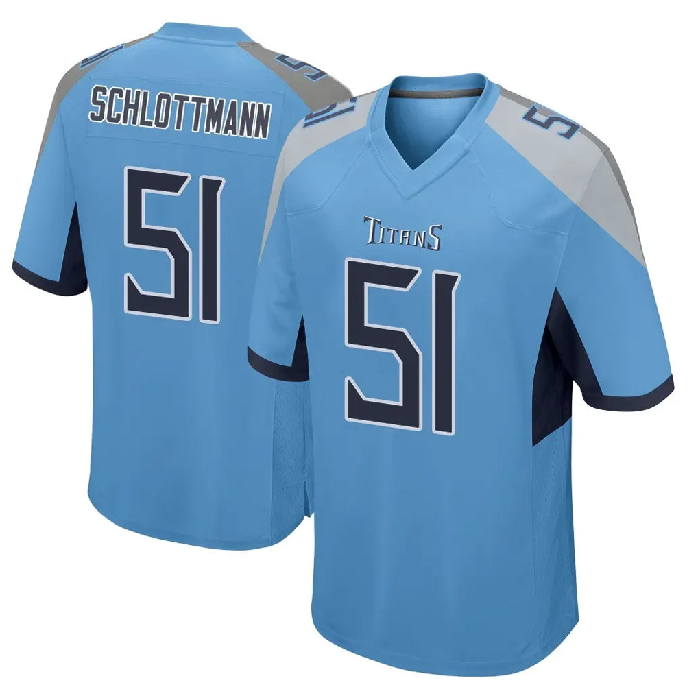 Rebec T.Titans #51 Austin Schlottmann Player Light Blue Home Game Stitched Jerseys
