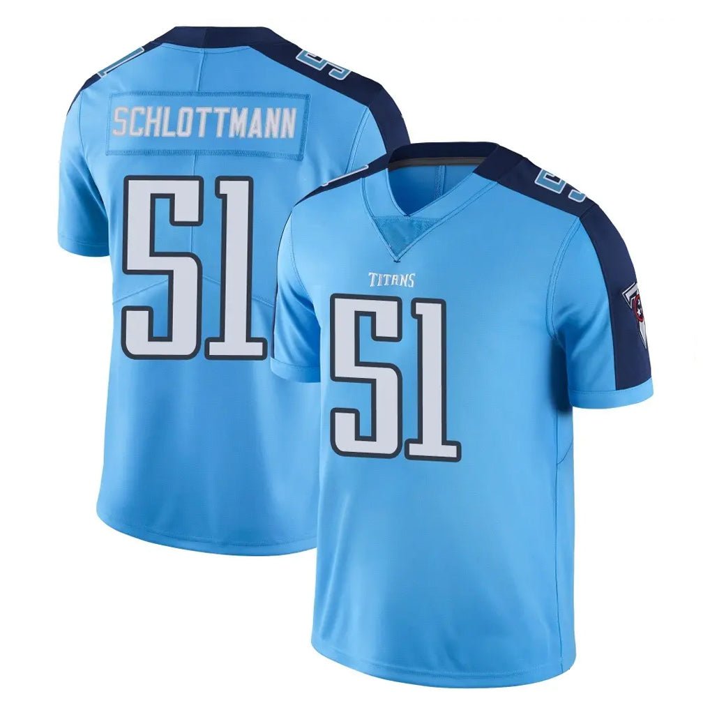 Rebec T.Titans #51 Austin Schlottmann Player Light Blue Limited Color Rush Home Game Stitched Jerseys