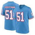 Rebec T.Titans #51 Austin Schlottmann Player Light Blue Oilers Throwback Home Game Stitched Jerseys