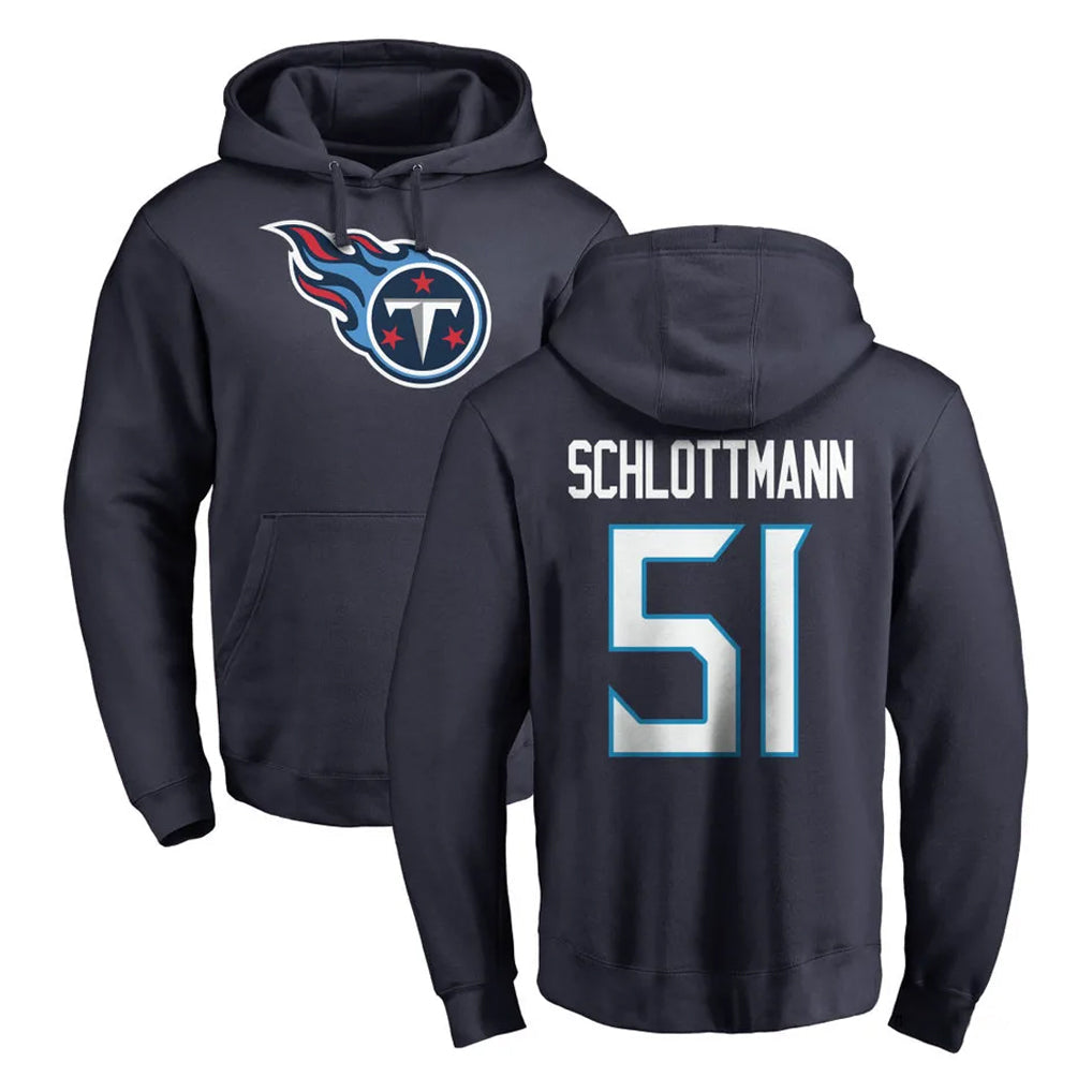 Rebec T.Titans #51 Austin Schlottmann Player Navy Logo Pullover Hoodies Home Game Stitched Jerseys
