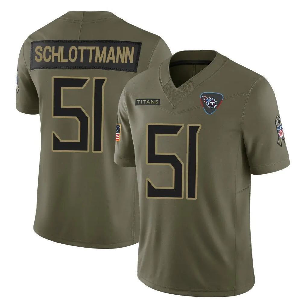 Rebec T.Titans #51 Austin Schlottmann Player Olive Limited 2025 Salute to Service Home Game Stitched Jerseys