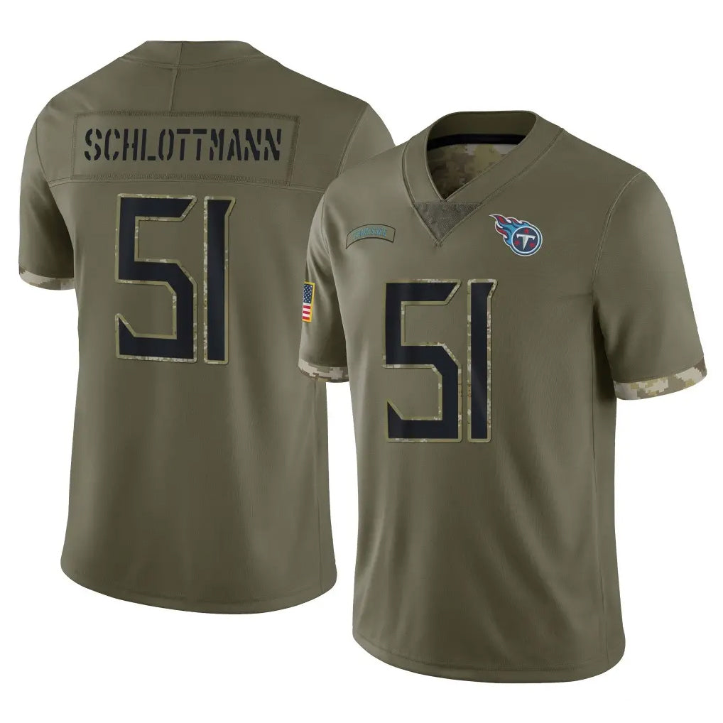 Rebec T.Titans #51 Austin Schlottmann Player Olive Limited Salute to Service Home Game Stitched Jerseys