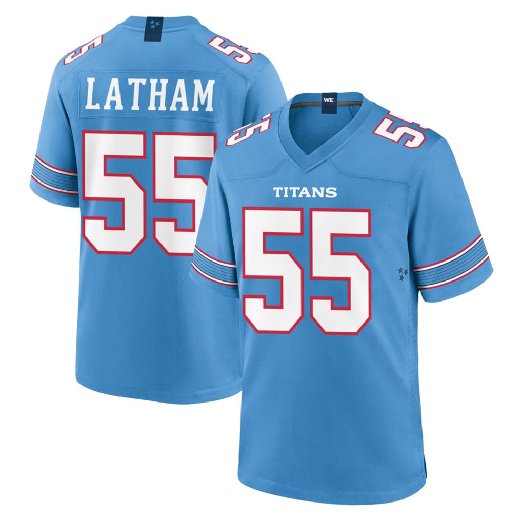 Rebec T.Titans #55 JC Latham Player Light Blue 2026 Game Home Stitched Jerseys