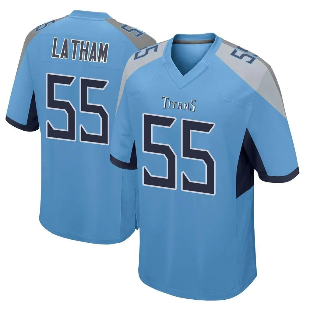 Rebec T.Titans #55 JC Latham Player Light Blue Home Game Stitched Jerseys