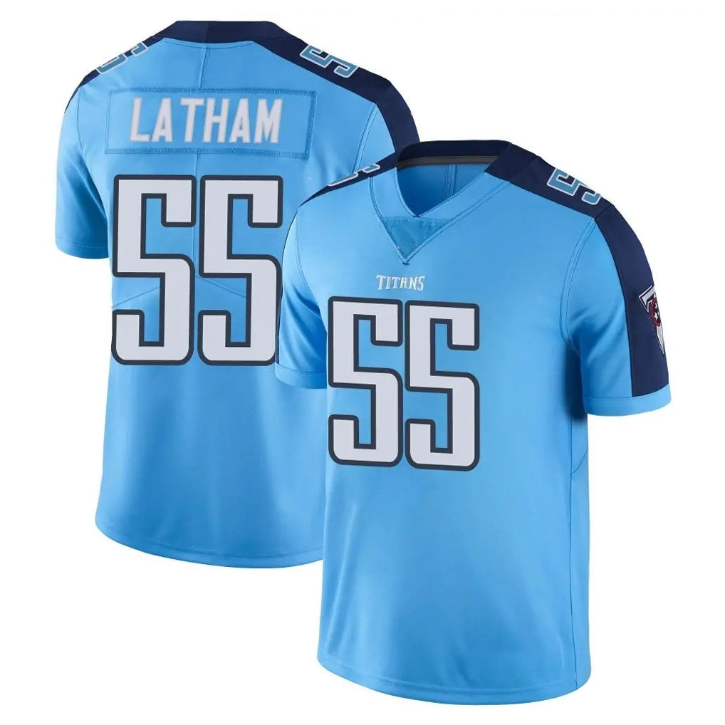 Rebec T.Titans #55 JC Latham Player Light Blue Limited Color Rush Home Game Stitched Jerseys