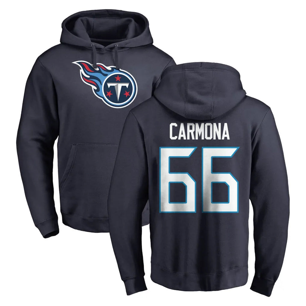 Rebec T.Titans #66 Fernando Carmona Jr. Player Navy Logo Pullover Hoodies Home Game Stitched Jerseys