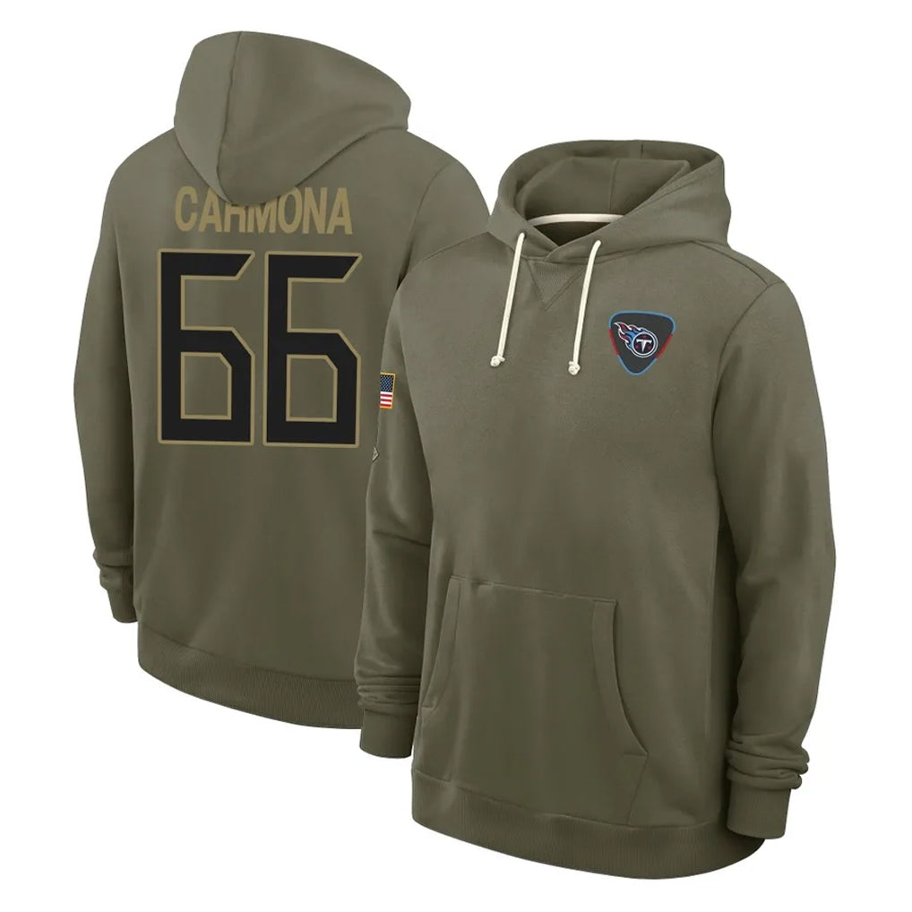Rebec T.Titans #66 Fernando Carmona Jr. Player Olive Salute to Service Hoodies Home Game Stitched Jerseys