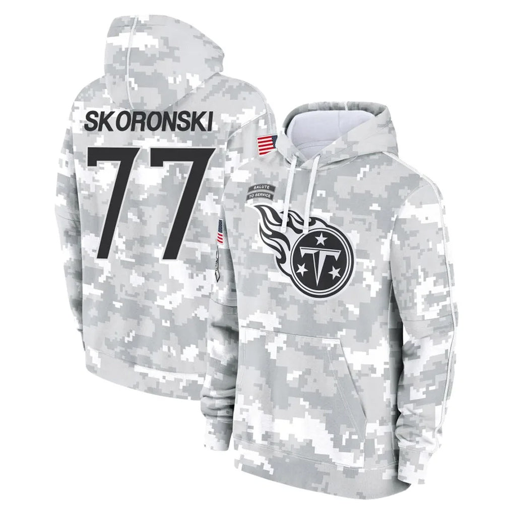 Rebec T.Titans #77 Peter Skoronski Player Camo Arctic Salute to Service Pullover Hoodies Home Game Stitched Jerseys