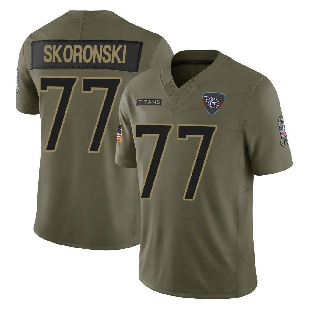 Rebec T.Titans #77 Peter Skoronski Player Olive Limited 2025 Salute to Service Home Game Stitched Jerseys