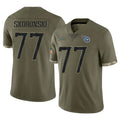 Rebec T.Titans #77 Peter Skoronski Player Olive Limited Salute to Service Home Game Stitched Jerseys
