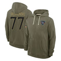 Rebec T.Titans #77 Peter Skoronski Player Olive Salute to Service Hoodies Home Game Stitched Jerseys