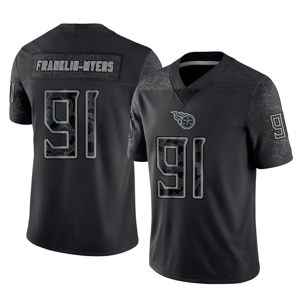 Rebec T.Titans #91 John Franklin-Myers Player Black Limited Reflective Home Game Stitched Jerseys