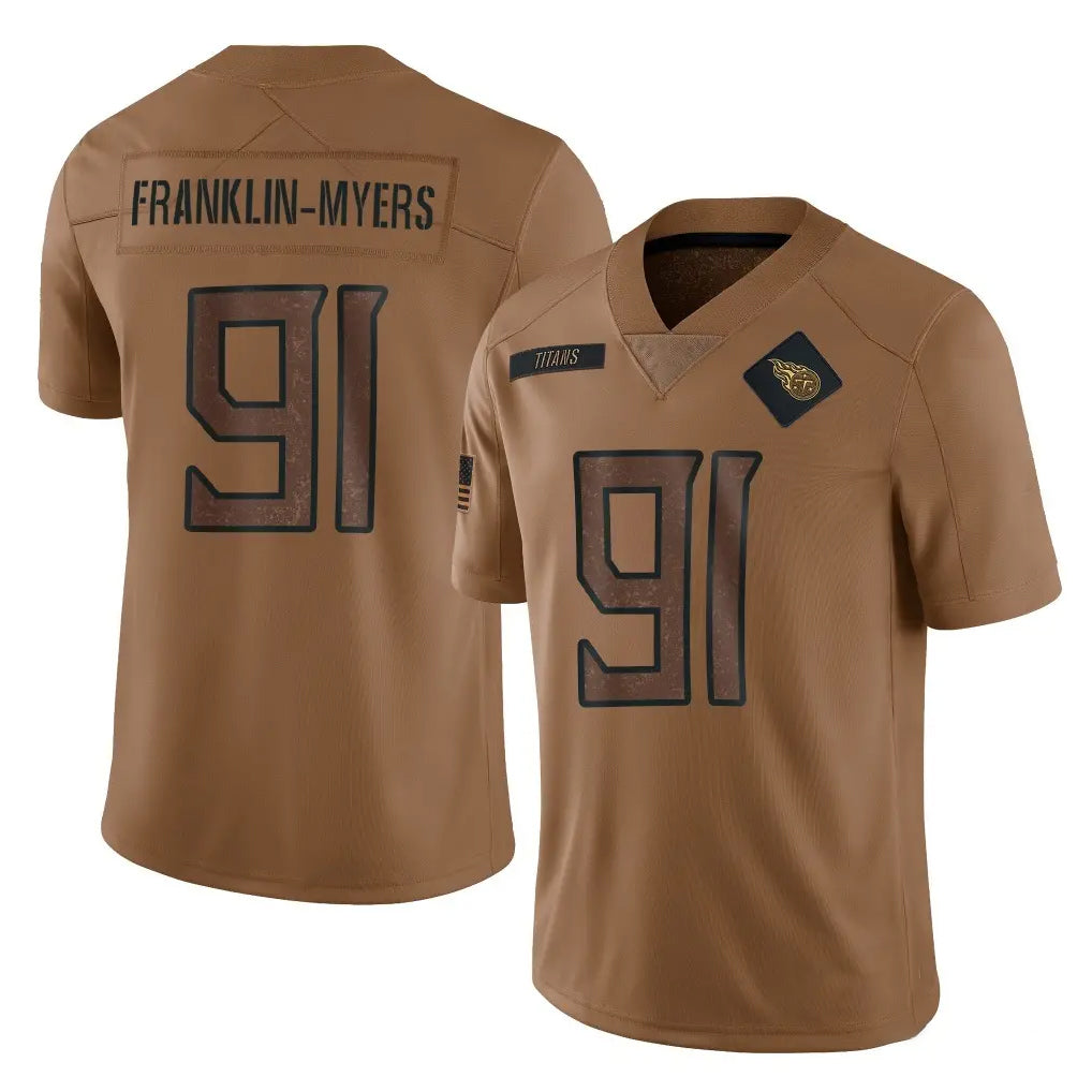 Rebec T.Titans #91 John Franklin-Myers Player Brown Limited Salute to Service Home Game Stitched Jerseys