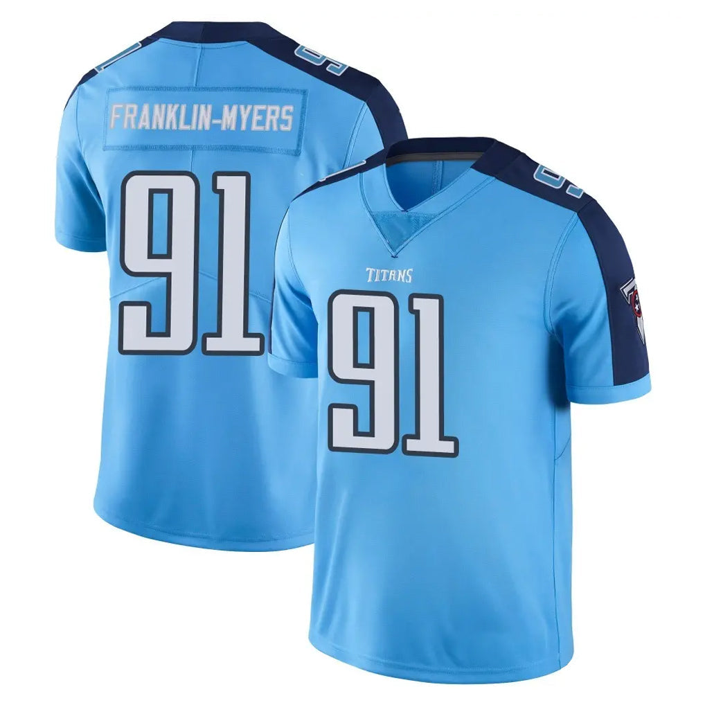 Rebec T.Titans #91 John Franklin-Myers Player Light Blue Limited Color Rush Home Game Stitched Jerseys