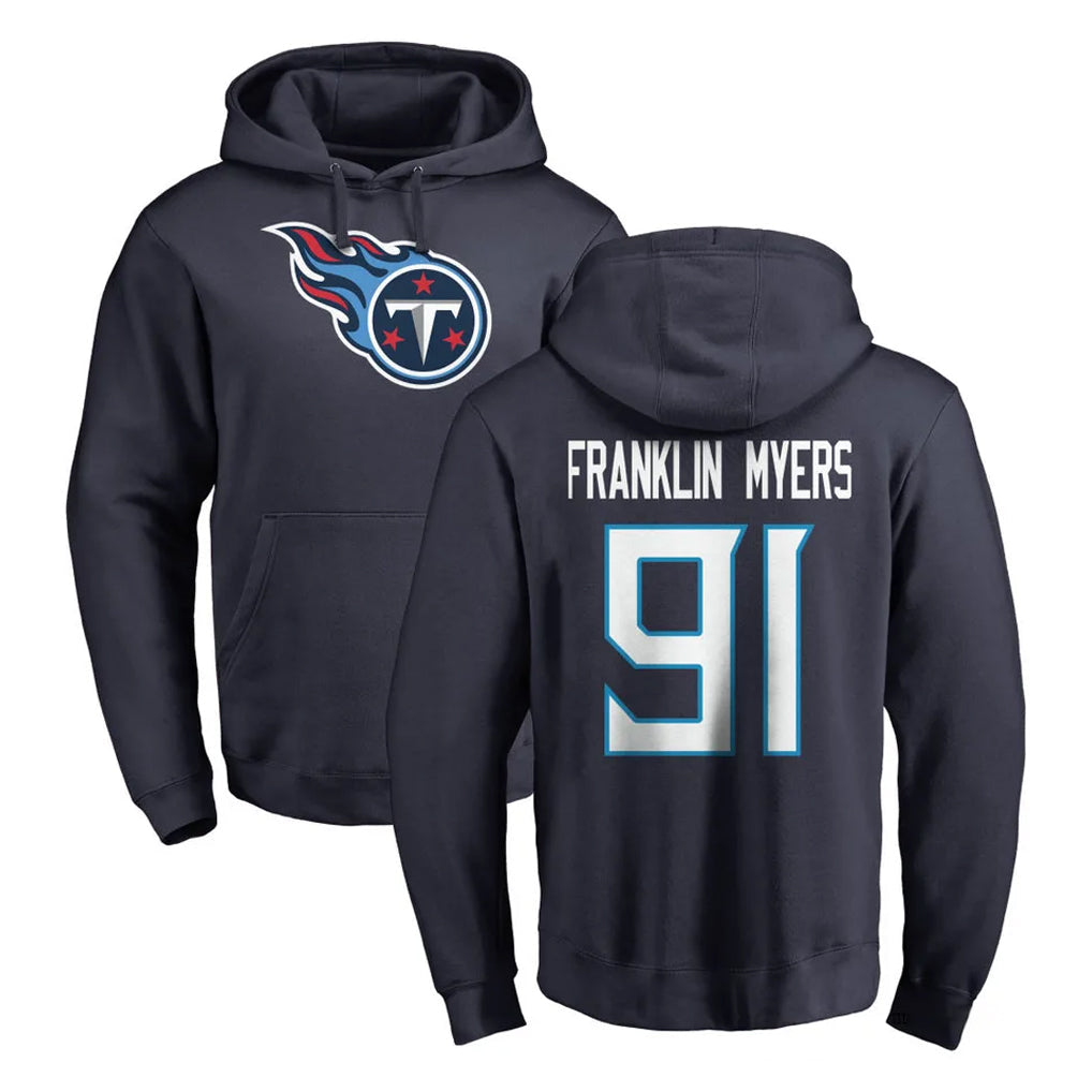 Rebec T.Titans #91 John Franklin-Myers Player Navy Logo Pullover Hoodies Home Game Stitched Jerseys
