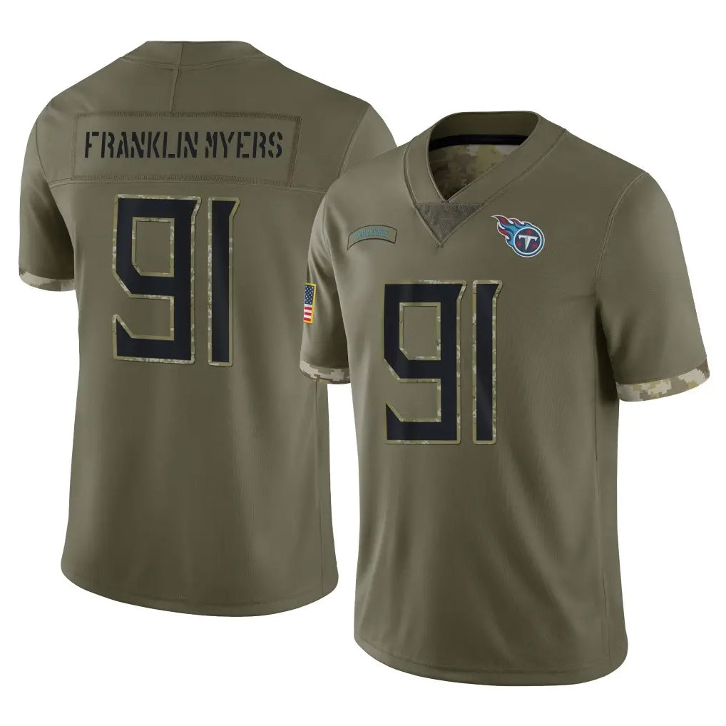 Rebec T.Titans #91 John Franklin-Myers Player Olive Limited Salute to Service Home Game Stitched Jerseys