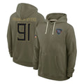 Rebec T.Titans #91 John Franklin-Myers Player Olive Salute to Service Hoodies Home Game Stitched Jerseys