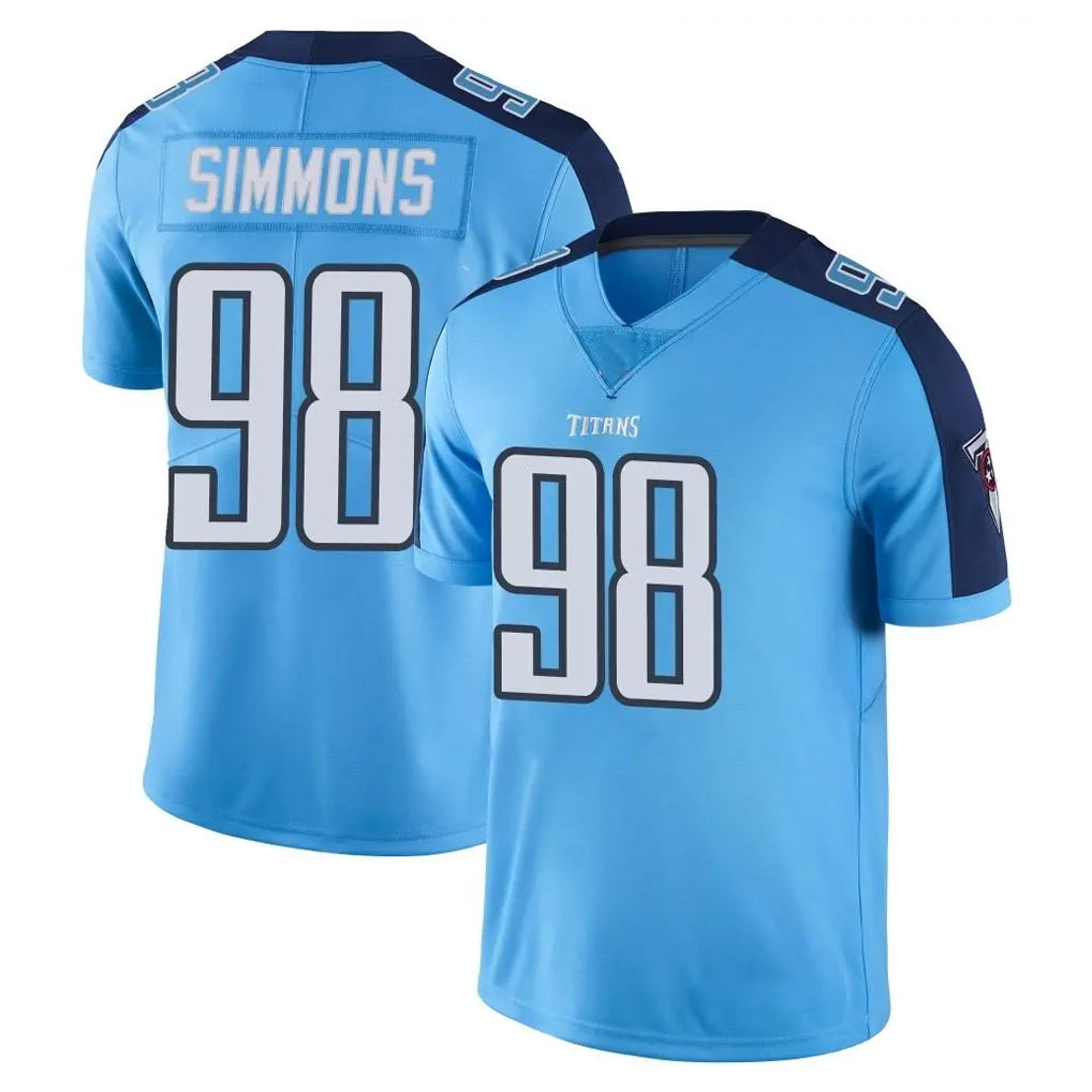 Rebec T.Titans #98 Jeffery Simmons Player Light Blue Limited Color Rush Home Game Stitched Jerseys