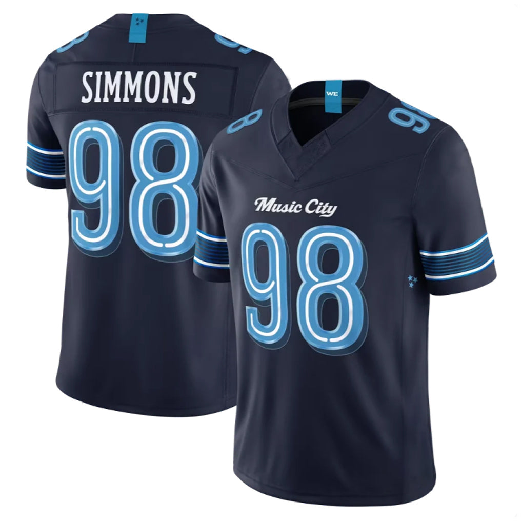 Rebec T.Titans #98 Jeffery Simmons Player Navy 2026 Rivalries Collection Limited Home Game Stitched Jerseys
