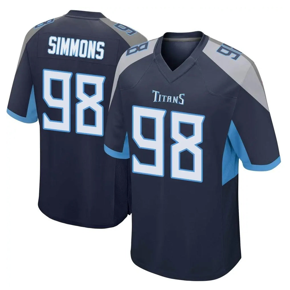 Rebec T.Titans #98 Jeffery Simmons Player Navy Home Game Stitched Jerseys