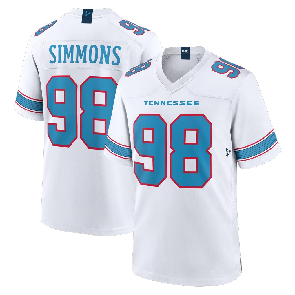 Rebec T.Titans #98 Jeffery Simmons Player White 2026 Game Home Stitched Jerseys