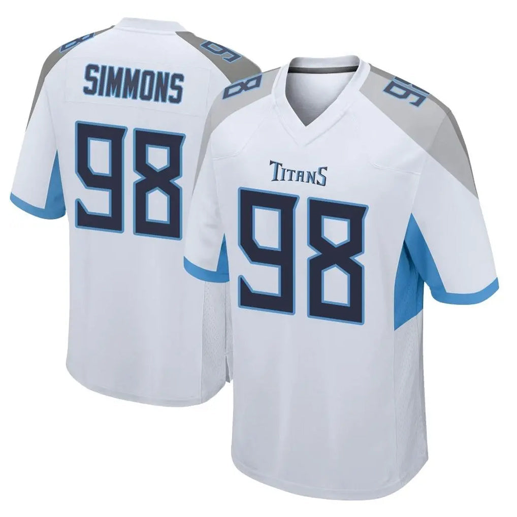 Rebec T.Titans #98 Jeffery Simmons Player White Home Game Stitched Jerseys