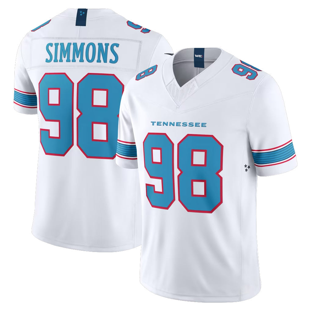 Rebec T.Titans #98 Jeffery Simmons Player White Limited Vapor F.U.S.E. Home Game Stitched Jerseys