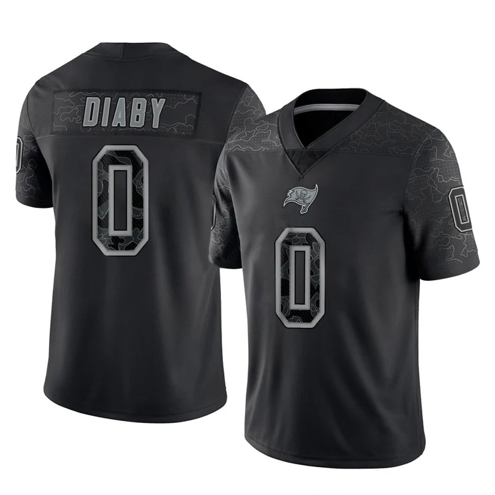Rebec TB.Buccaneers #0 Yaya Diaby Player Black Reflective Limited Home Game Stitched Jerseys