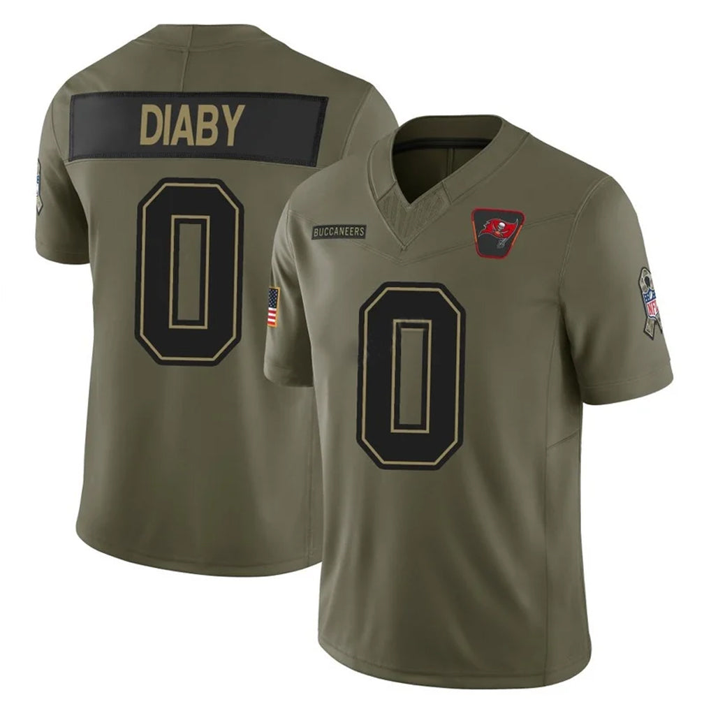 Rebec TB.Buccaneers #0 Yaya Diaby Player Olive 2025 Salute To Service Limited Home Game Stitched Jerseys
