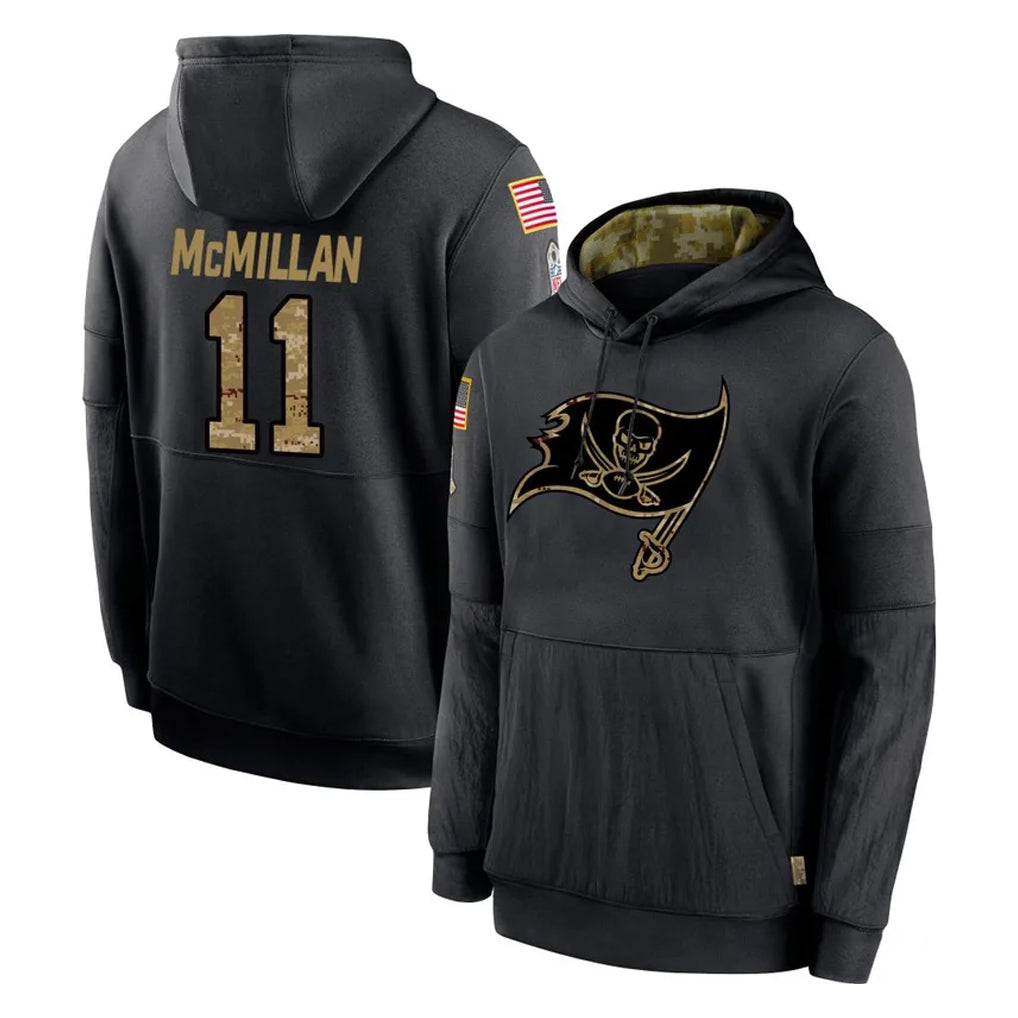Rebec TB.Buccaneers #11 Jalen McMillan Player Black Salute to Service Sideline Performance Pullover Hoodies Home Game Stitched Jerseys