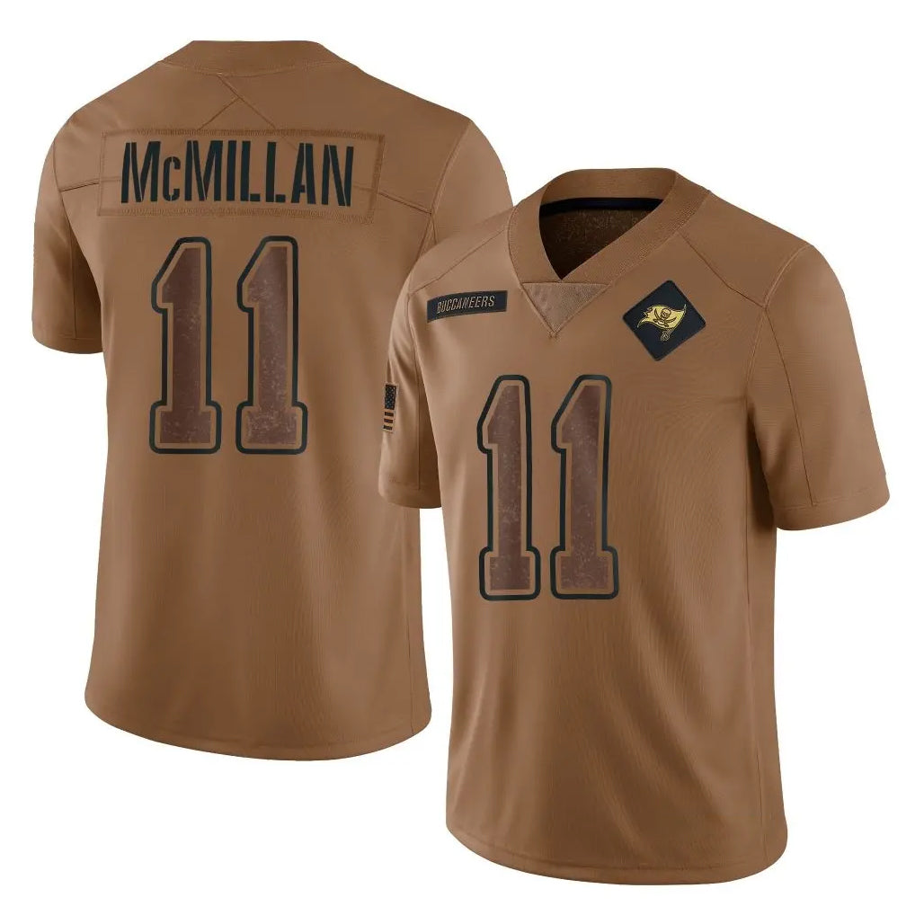 Rebec TB.Buccaneers #11 Jalen McMillan Player Brown Limited Salute To Service Home Game Stitched Jerseys