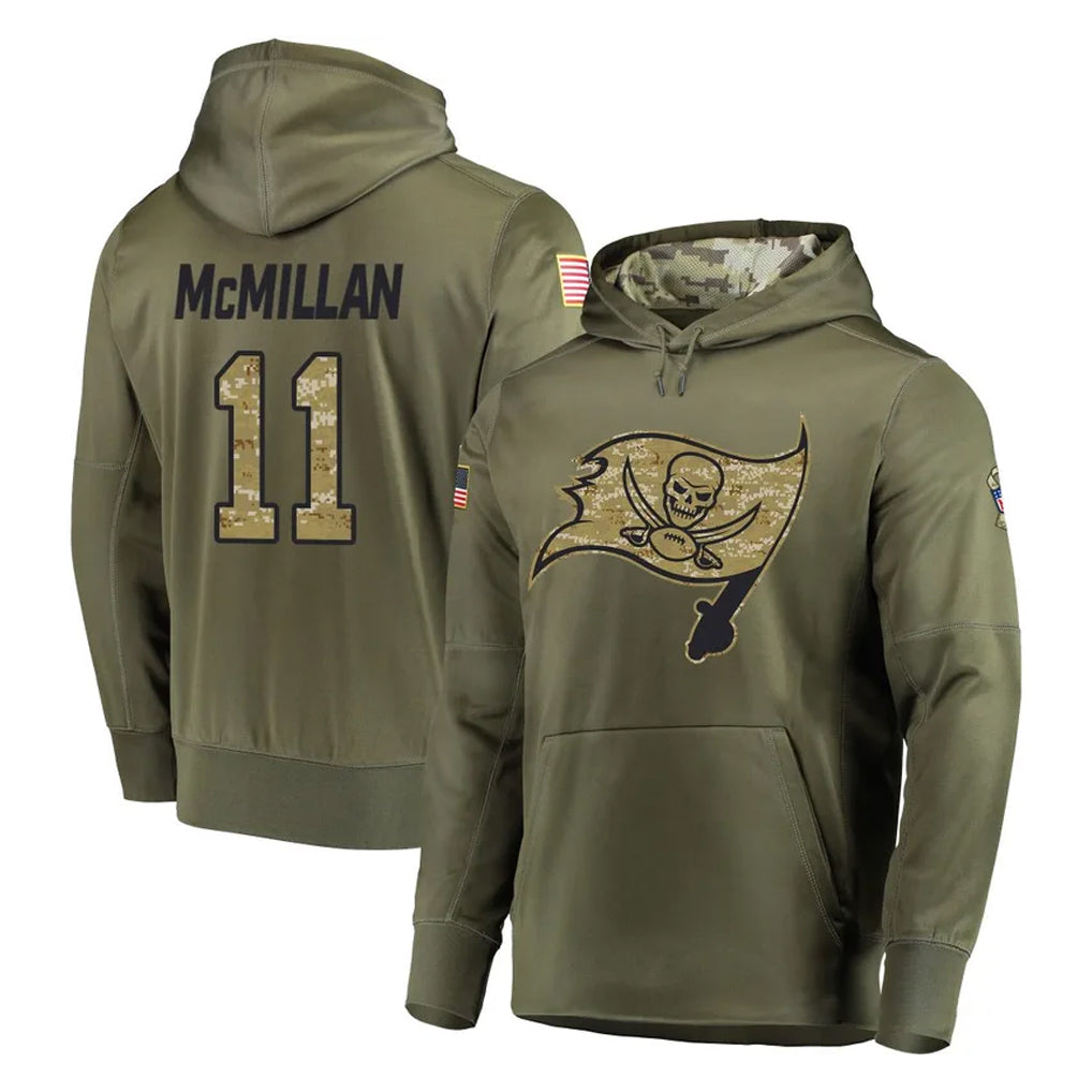 Rebec TB.Buccaneers #11 Jalen McMillan Player Olive Salute to Service Pullover Hoodie Home Game Stitched Jerseys