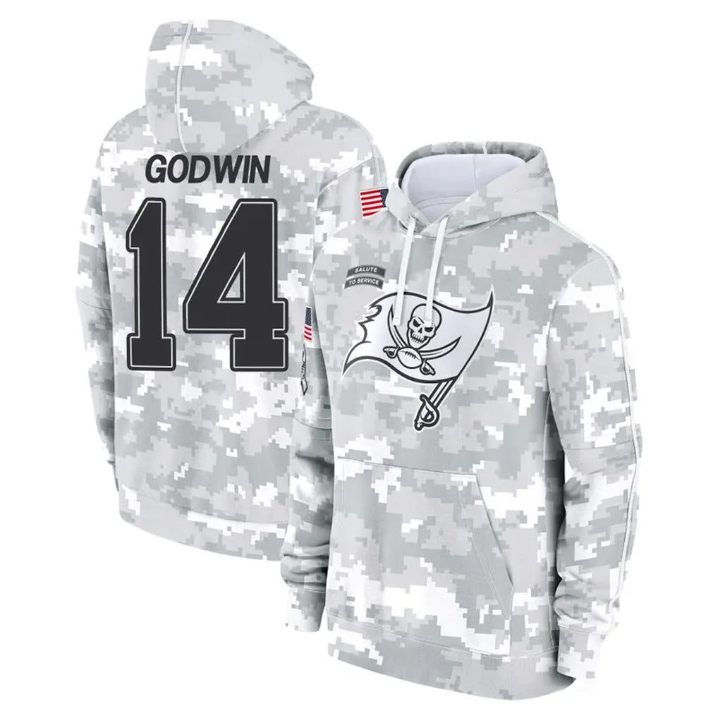 Rebec TB.Buccaneers #14 Chris Godwin Jr. Player Arctic Camo Limited Salute to Service Pullover Hoodies Game Stitched Jerseys