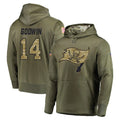 Rebec TB.Buccaneers #14 Chris Godwin Jr. Player Olive Salute to Service Pullover Hoodie Home Game Stitched Jerseys