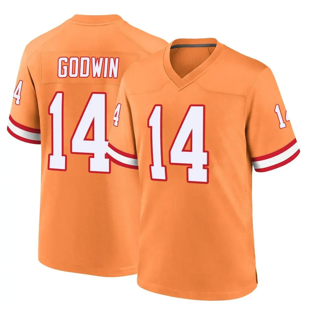 Rebec TB.Buccaneers #14 Chris Godwin Jr. Player Orange Throwback Home Game Stitched Jerseys