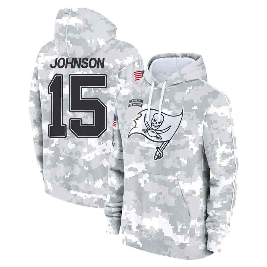 Rebec TB.Buccaneers #15 Tez Johnson Player Arctic Camo Limited Salute to Service Pullover Hoodies Game Stitched Jerseys