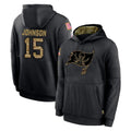 Rebec TB.Buccaneers #15 Tez Johnson Player Black Salute to Service Sideline Performance Pullover Hoodies Home Game Stitched Jerseys