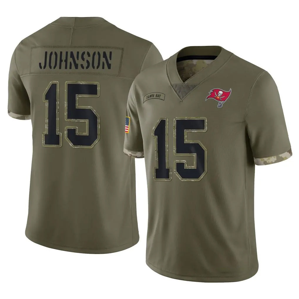 Rebec TB.Buccaneers #15 Tez Johnson Player Olive Limited Salute To Service Home Game Stitched Jerseys