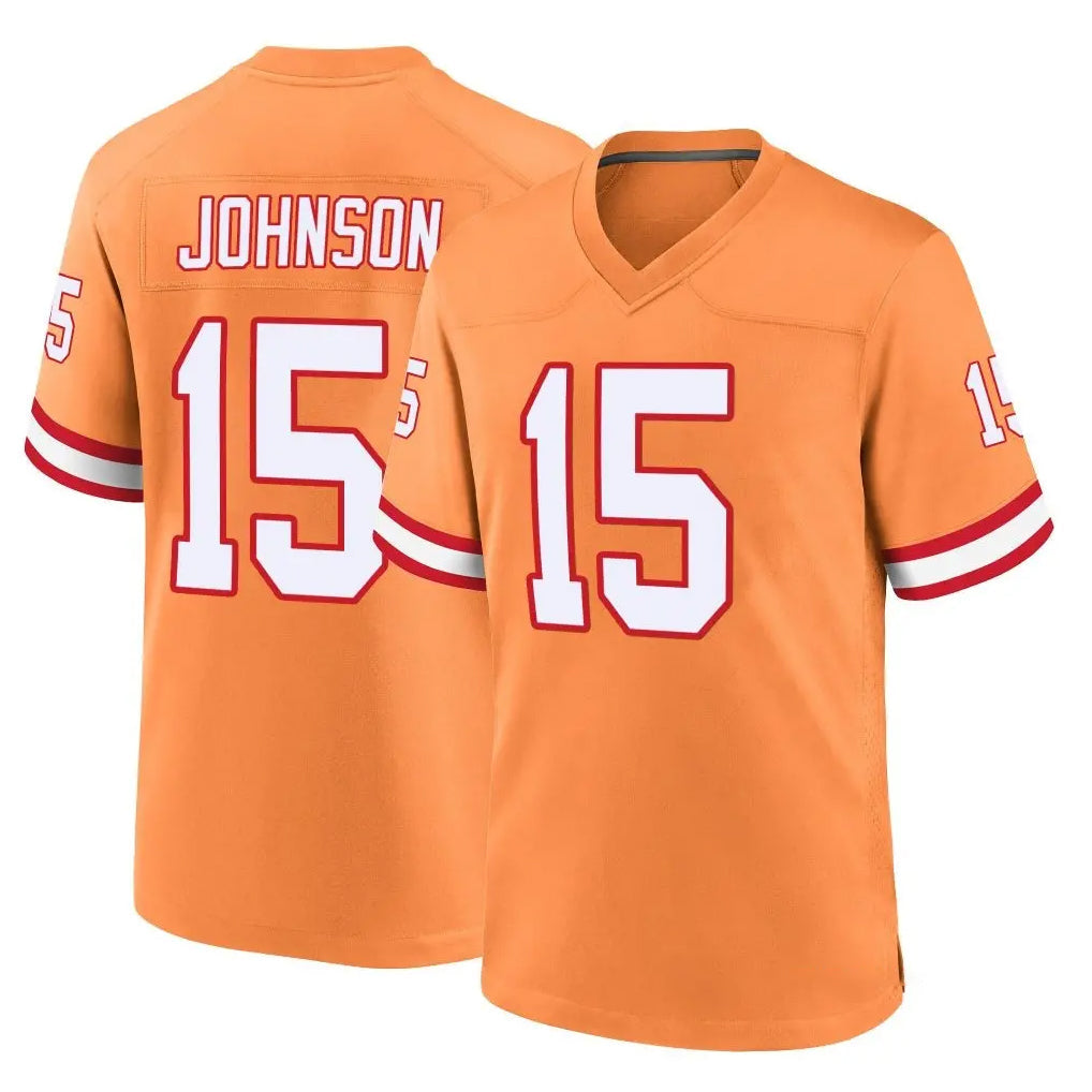 Rebec TB.Buccaneers #15 Tez Johnson Player Orange Throwback Home Game Stitched Jerseys