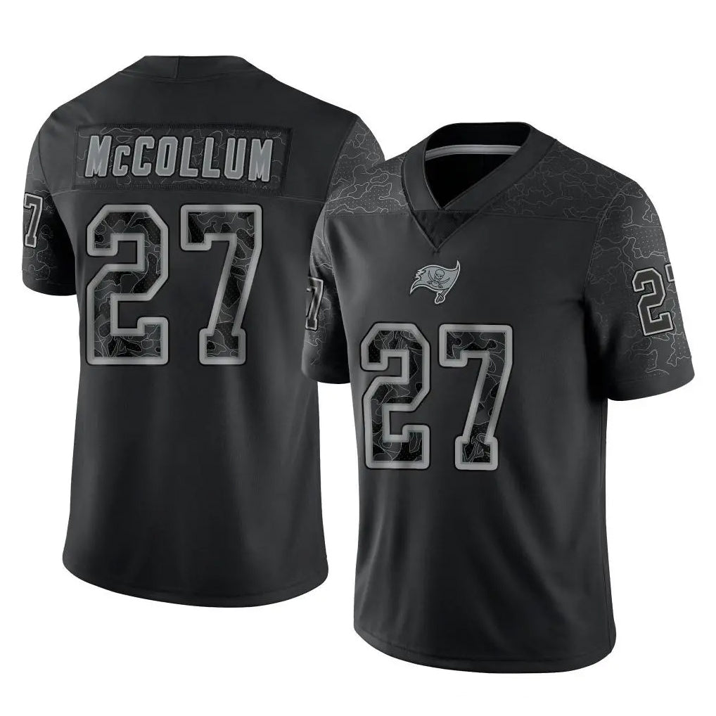 Rebec TB.Buccaneers #27 Zyon McCollum Player Black Reflective Limited Home Game Stitched Jerseys