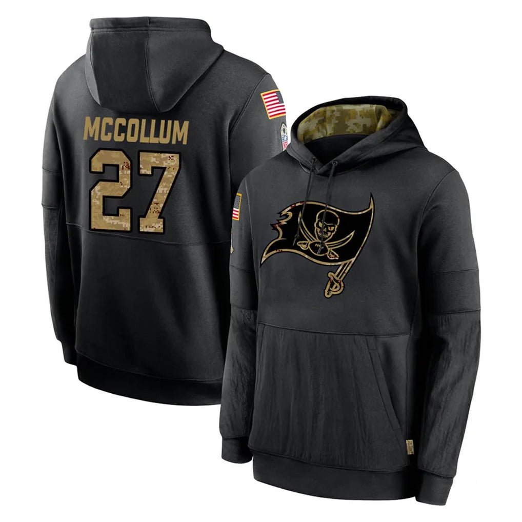 Rebec TB.Buccaneers #27 Zyon McCollum Player Black Salute to Service Sideline Performance Pullover Hoodies Home Game Stitched Jerseys