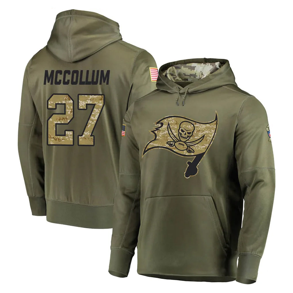 Rebec TB.Buccaneers #27 Zyon McCollum Player Olive Salute to Service Pullover Hoodie Home Game Stitched Jerseys
