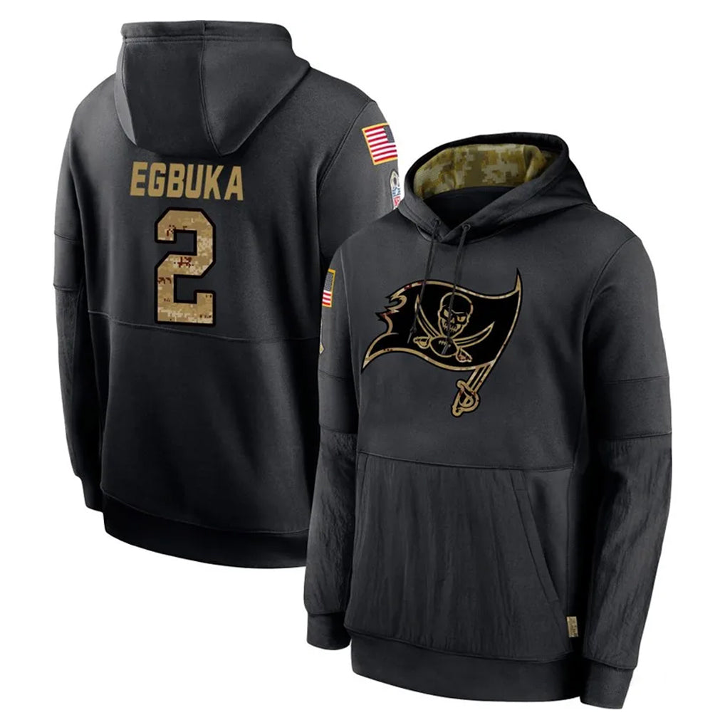 Rebec TB.Buccaneers #2 Emeka Egbuka Player Black Salute to Service Sideline Performance Pullover Hoodies Home Game Stitched Jerseys