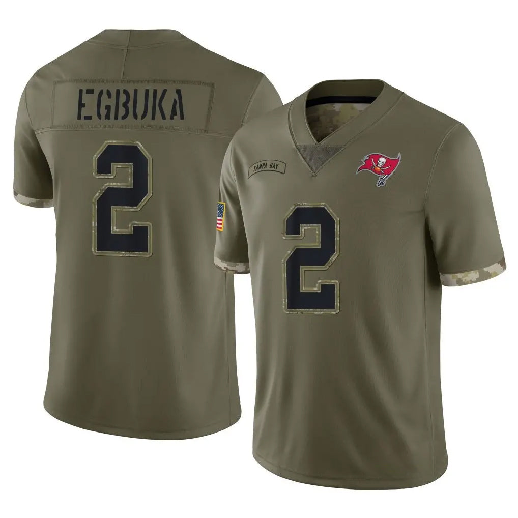 Rebec TB.Buccaneers #2 Emeka Egbuka Player Olive Limited Salute To Service Home Game Stitched Jerseys